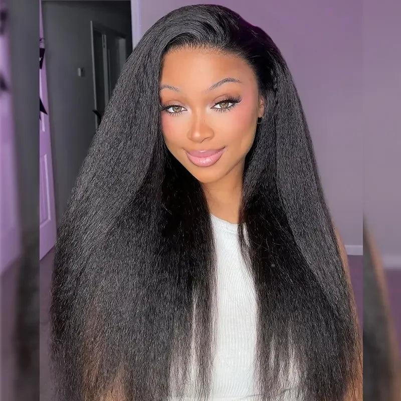 Perruque lisse texturée afro 13x6 sans colle, avec dentelle HD et dentelle transparente, bonnet 3D Dome, densité 200 % et 250 %, marque Boruihair, 100 % cheveux humains.