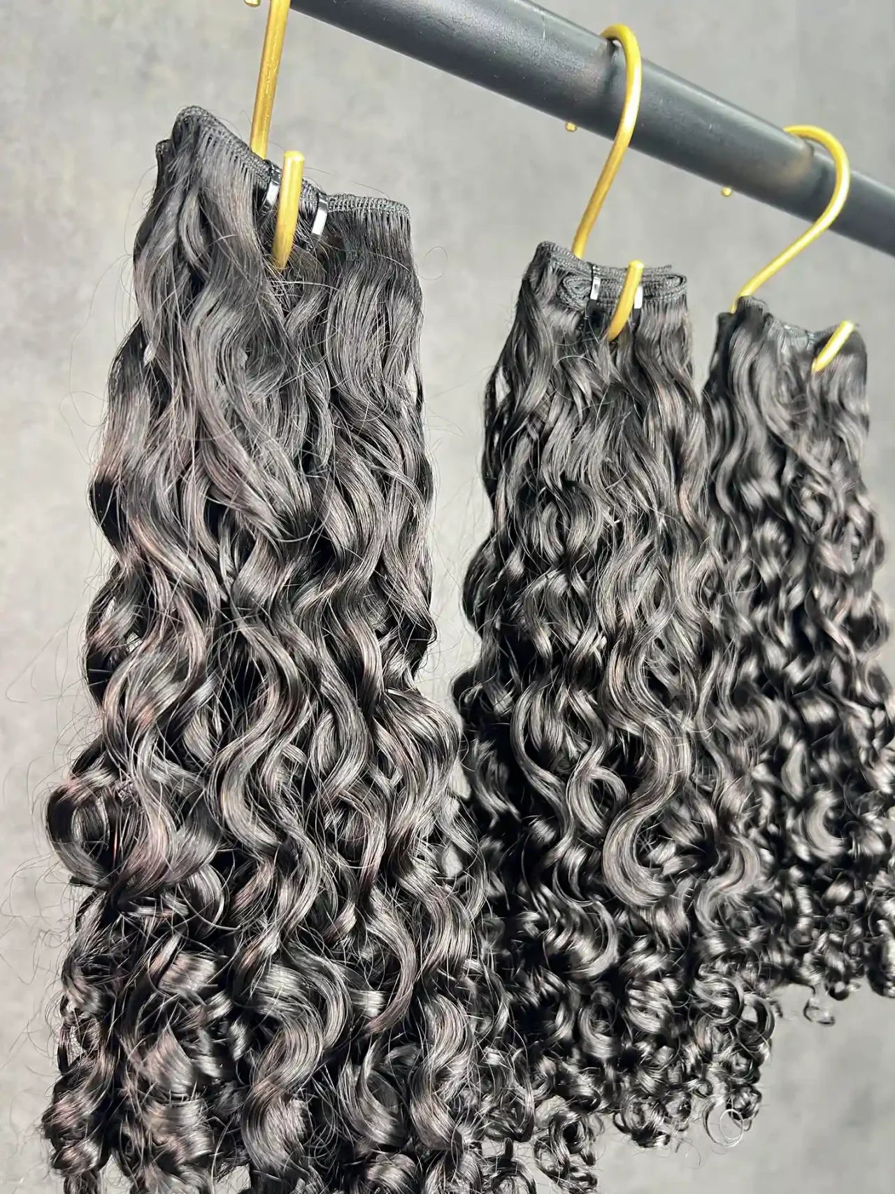 3 mechones de cabello rizado estilo duendecillo birmano con rizos grandes, doble capa | Largo: 25-60 cm | Marca Boruihair | 100 % cabello humano